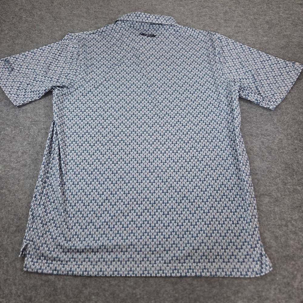 Straight Down Mens XL Performance Polo Shirt Blue White Speedboat Print Golf - Picture 9 of 10